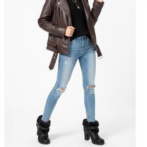 GUESS Black Faux Fur Trim Heeled Ankle Boots - Size 7.5 M Like New